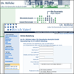 Screenshot der Websites www.bin-ich-vater.de und www.dr-roelleke.de